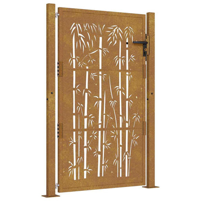 Garden Gate Corten Steel Bamboo Design 100 x 125 cm