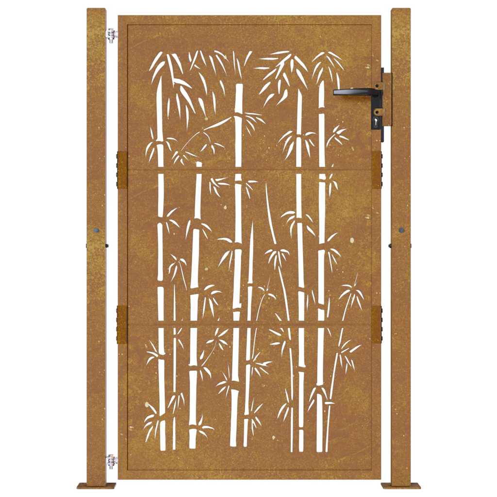 Garden Gate Corten Steel Bamboo Design 100 x 125 cm