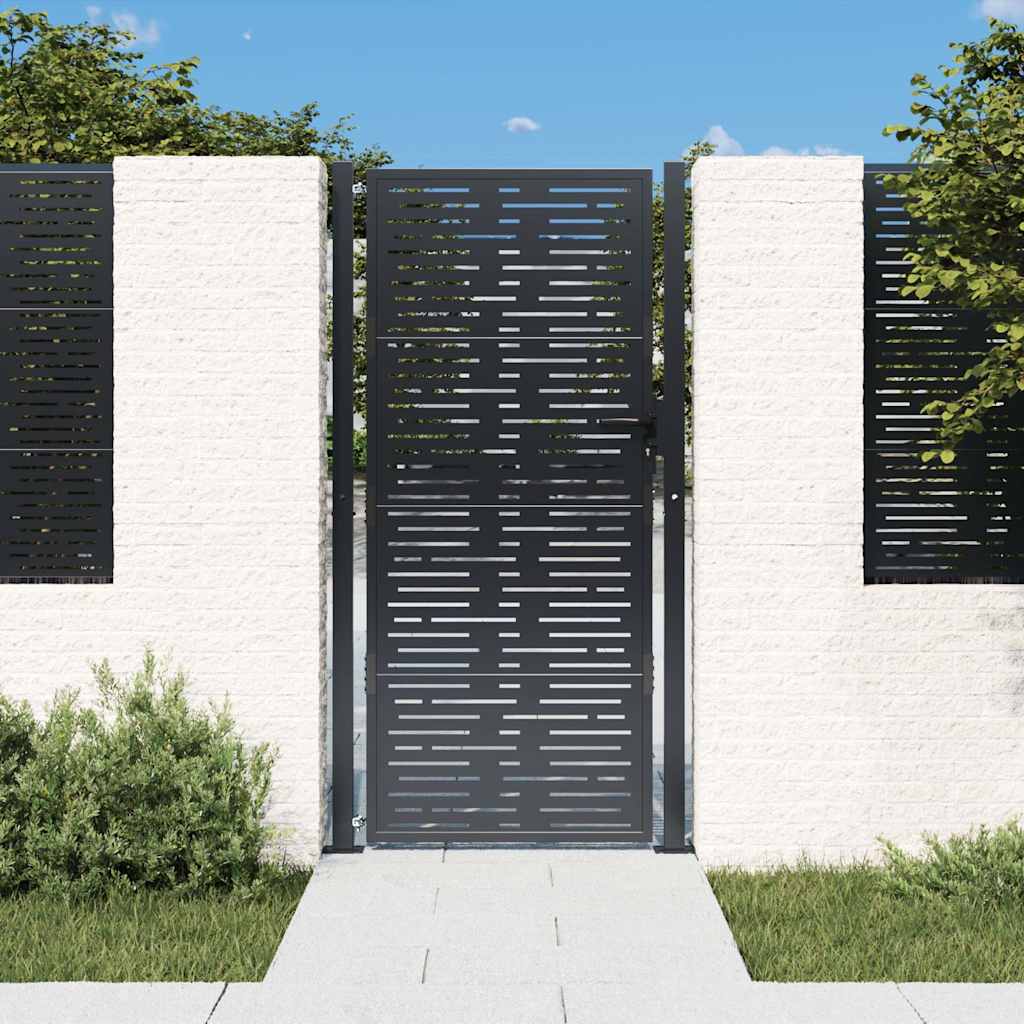 vidaXL Garden Gate Anthracite 100x175 cm Steel Square Design 1