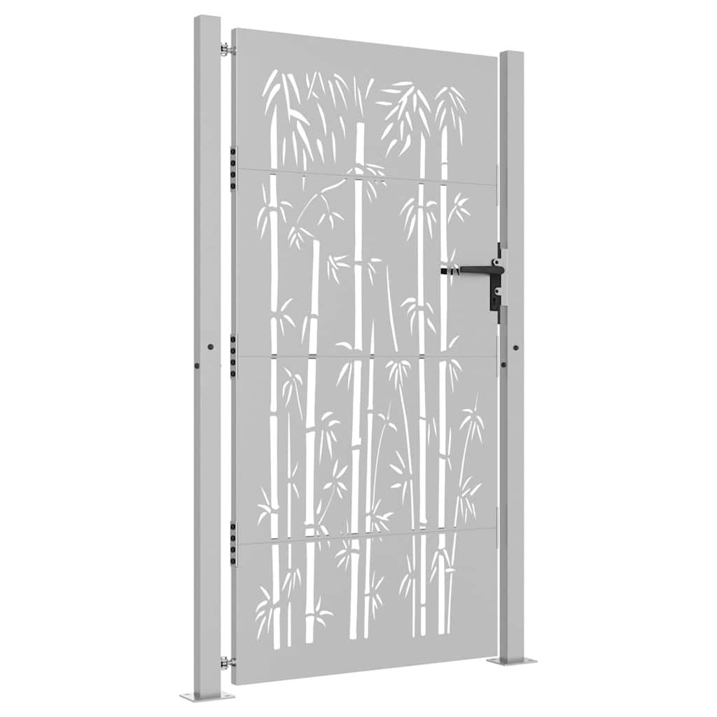vidaXL Garden Gate 100x200 cm Corten Steel Bamboo Design 5