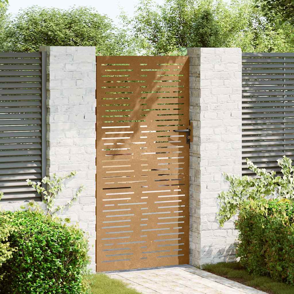 vidaXL Garden Gate 85x200 cm Corten Steel Square Design 3