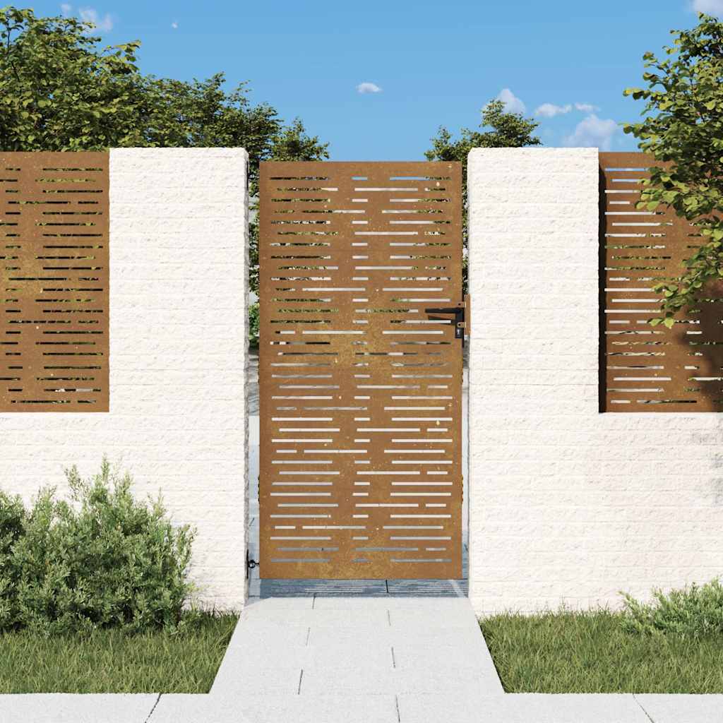 vidaXL Garden Gate 85x200 cm Corten Steel Square Design 1