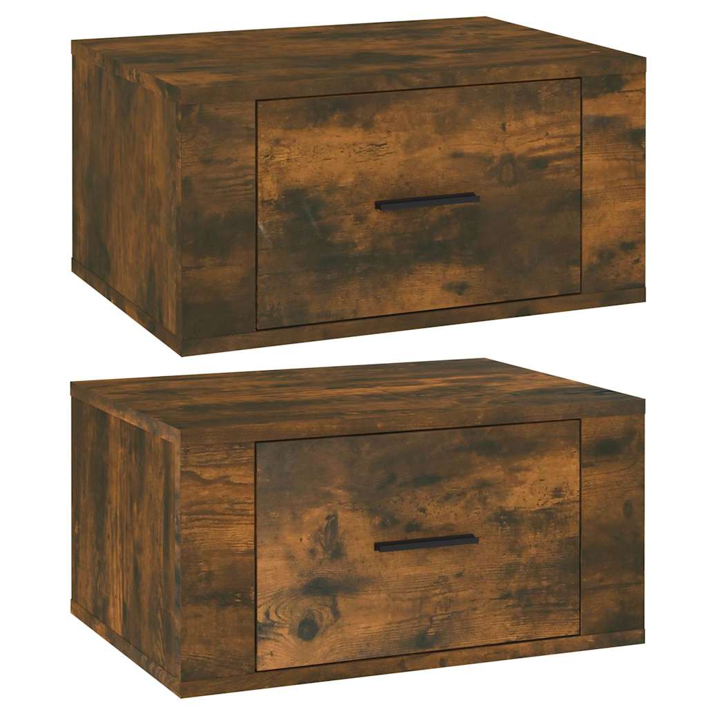 Wall-mounted Bedside Cabinet 50x36x25 cm Smoked oak
