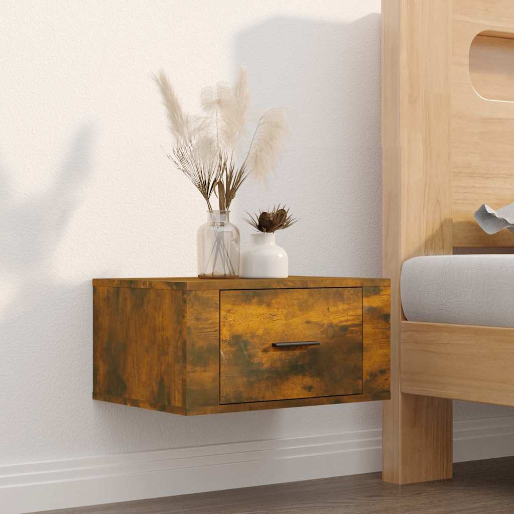 Wall-mounted Bedside Cabinet 50x36x25 cm Smoked oak
