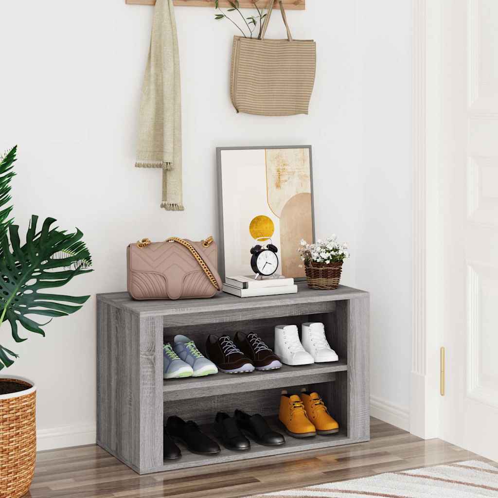 Shoe Rack 75x35x45 cm Engineered Wood Grey sonoma