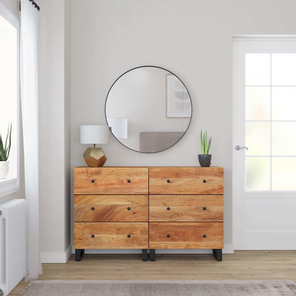 vidaXL Sideboards 2 pcs 60x33x75 cm Solid Wood Acacia 1