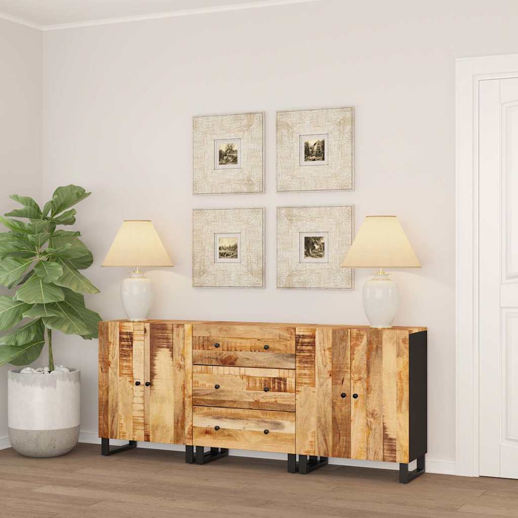 Sideboards 3 pcs Rough mango wood