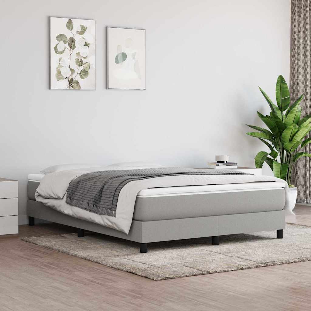 Box Spring Bed Frame Single Fabric Light grey 4FT6 Double 25 cm