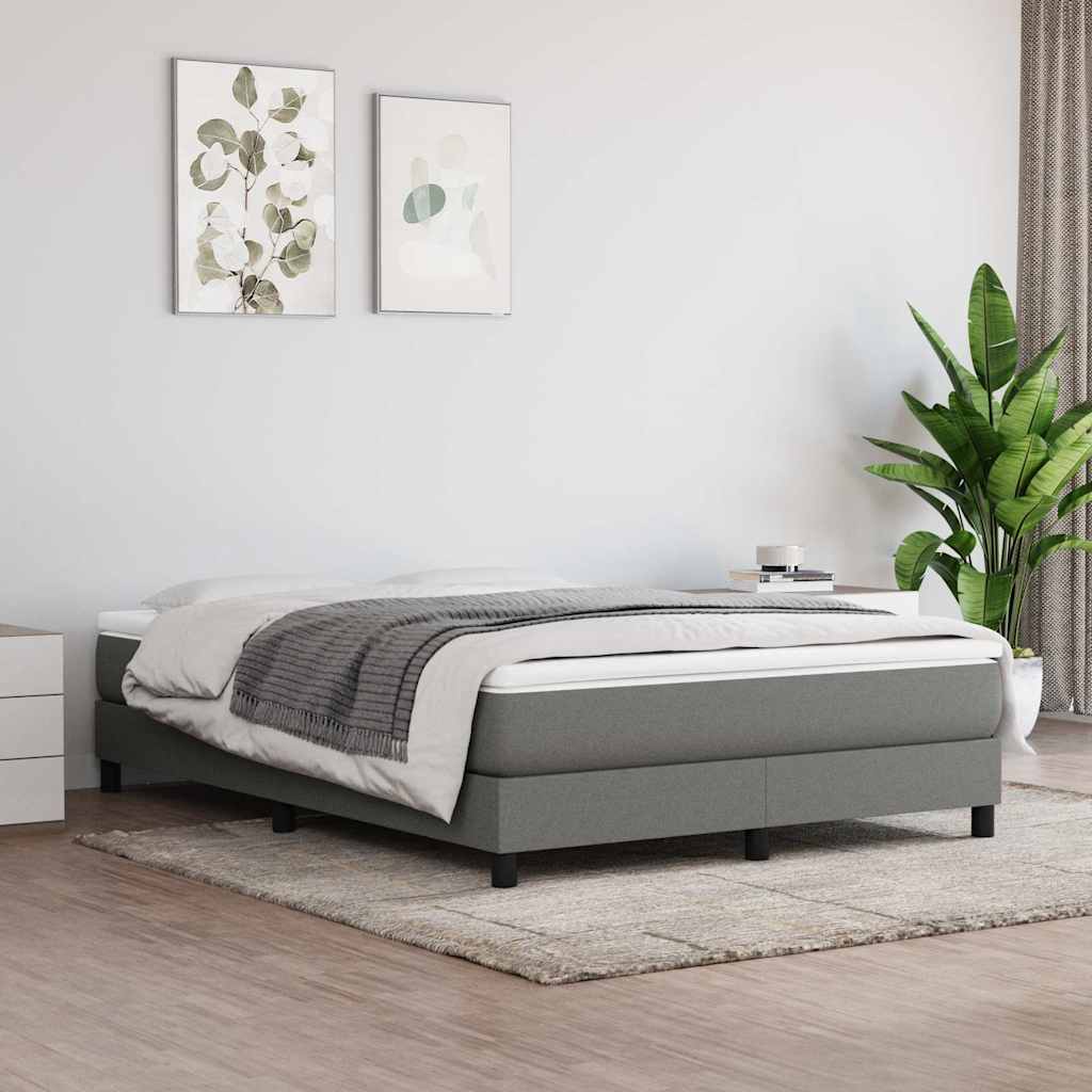 Box Spring Bed Frame Single Fabric Dark grey 4FT6 Double 25 cm