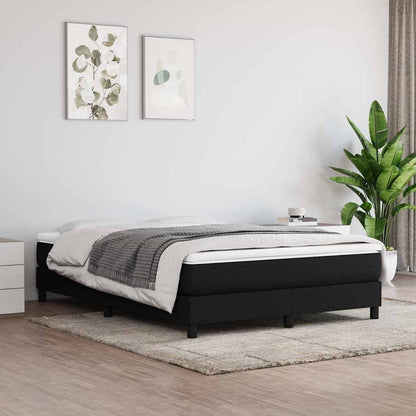 Box Spring Bed Frame Single Fabric Black 4FT6 Double 25 cm