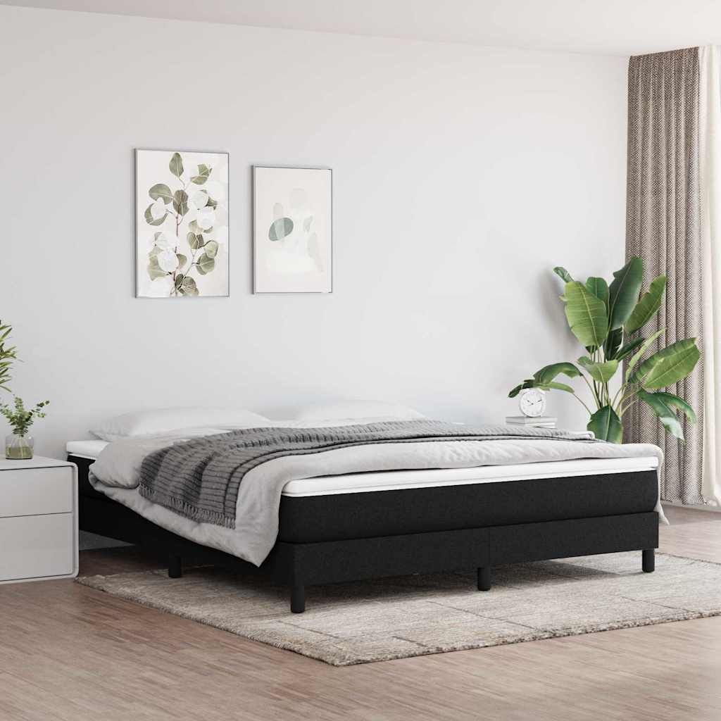 Box Spring Bed Frame Single Fabric Black 6FT Super King Size 25 cm