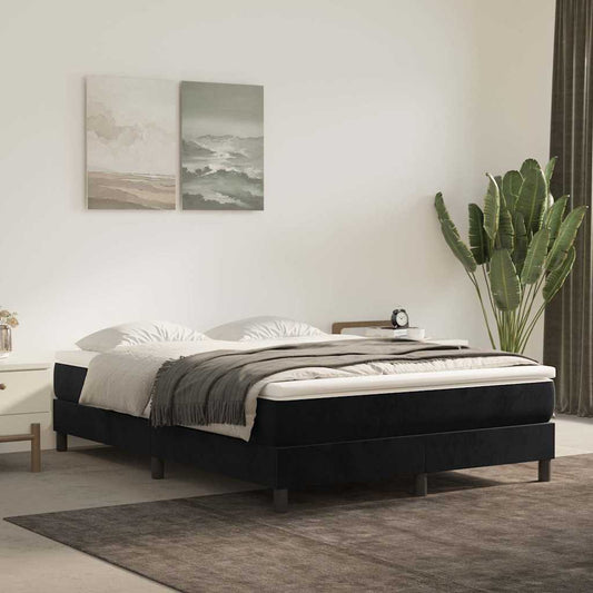 Box Spring Bed Frame Single Velvet Black 4FT6 Double 25 cm