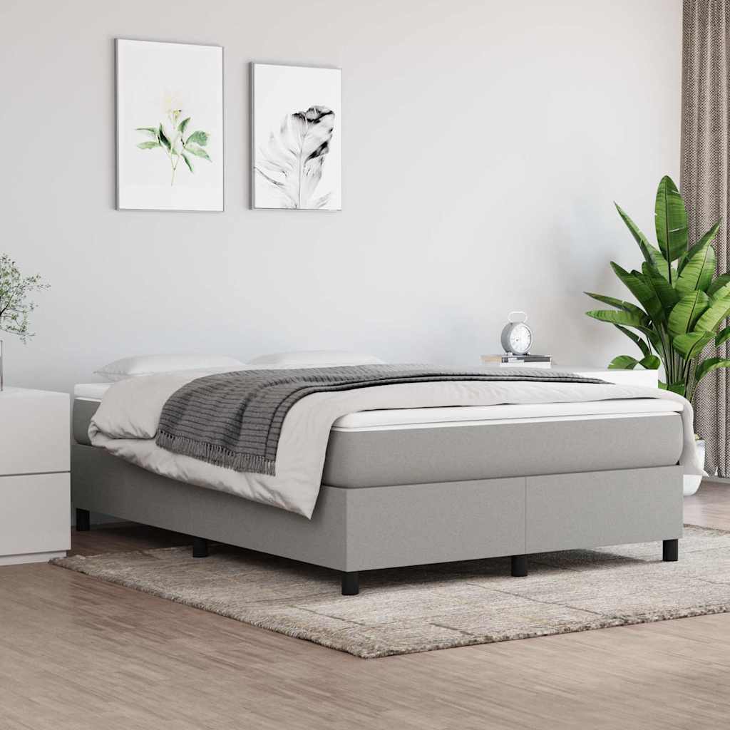 Box Spring Bed Frame Single Fabric Light grey 4FT6 Double 35 cm