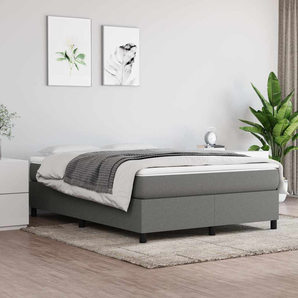 Box Spring Bed Frame Single Fabric Dark grey 4FT6 Double 35 cm