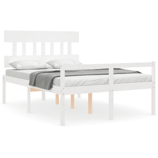 Senior Bed without Mattress Solid Wood High Length 190 cm White 120 cm