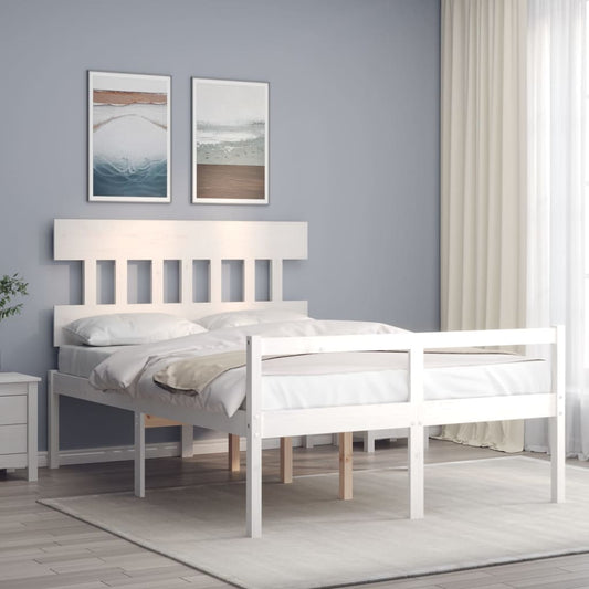 Senior Bed without Mattress Solid Wood High Length 190 cm White 120 cm