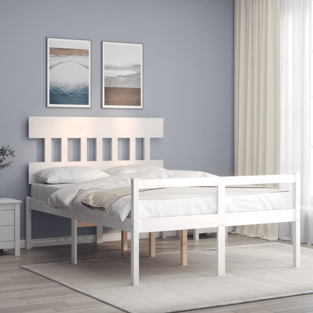 Senior Bed without Mattress Solid Wood High Length 200 cm White 120 cm