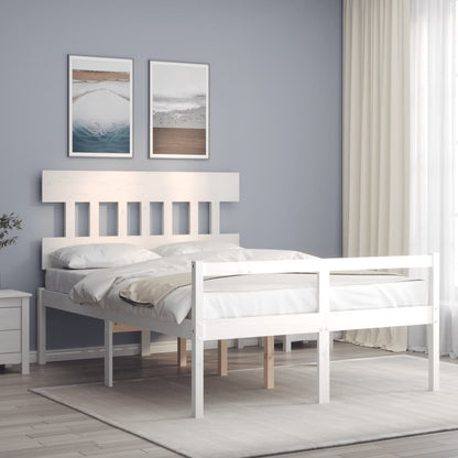 Senior Bed without Mattress Solid Wood High Length 200 cm White 120 cm