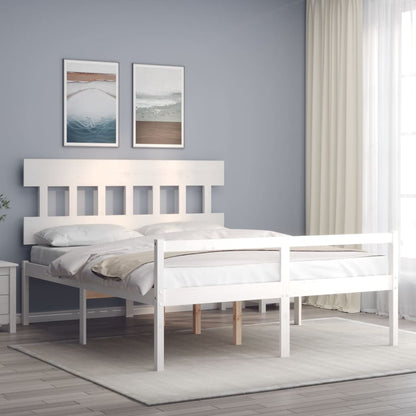 Senior Bed without Mattress Solid Wood High Length 200 cm White 160 cm