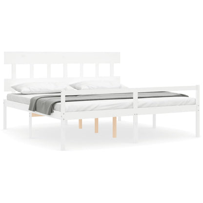 Senior Bed without Mattress Solid Wood High Length 200 cm White 200 cm
