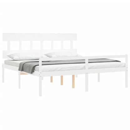 Senior Bed without Mattress Solid Wood High Length 200 cm White 200 cm