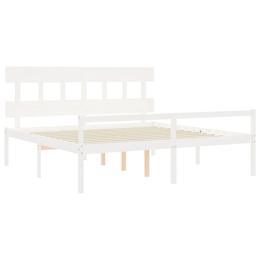 Senior Bed without Mattress Solid Wood High Length 200 cm White 200 cm