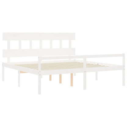Senior Bed without Mattress Solid Wood High Length 200 cm White 200 cm