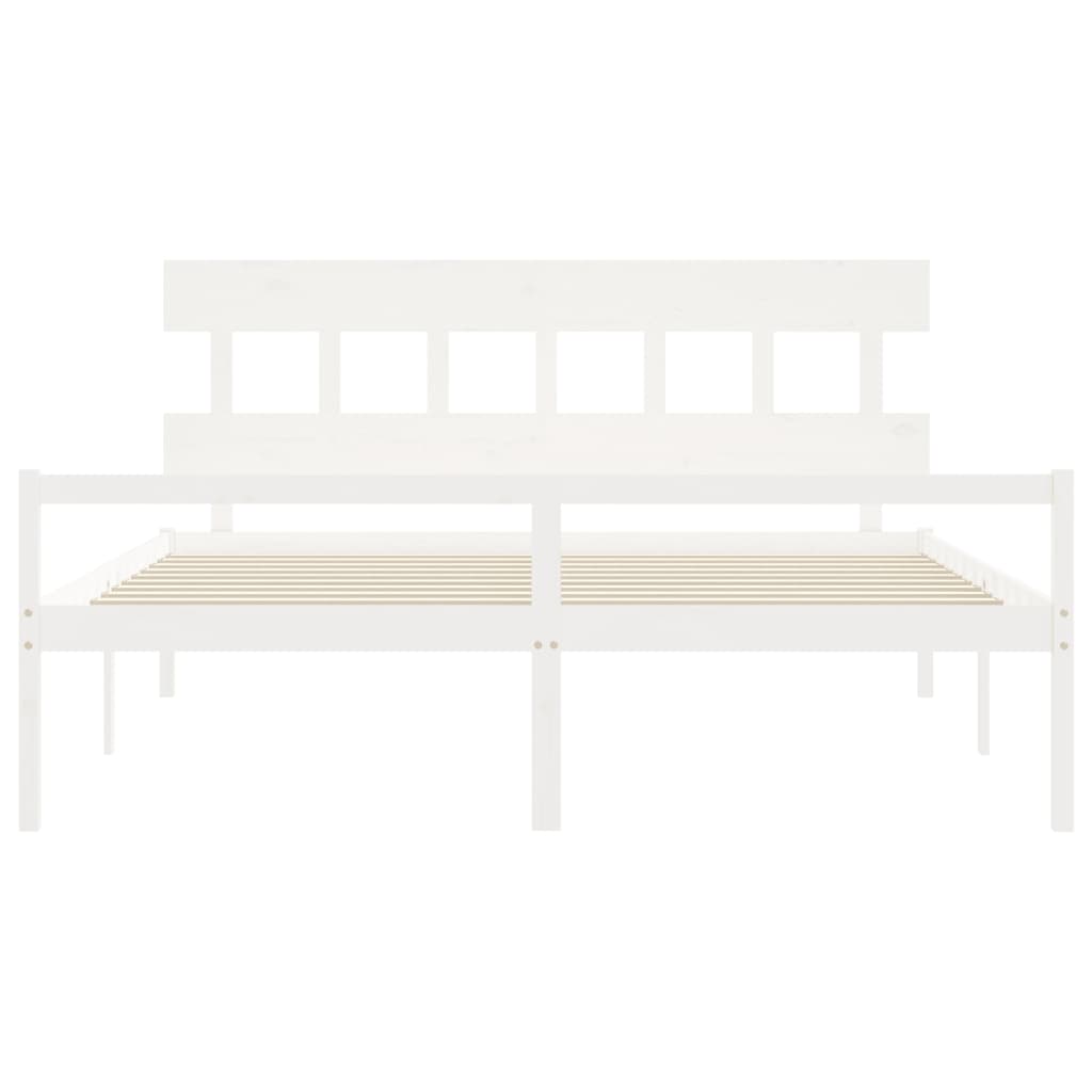 Senior Bed without Mattress Solid Wood High Length 200 cm White 200 cm