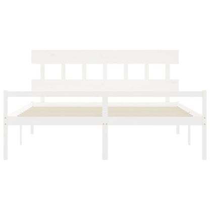 Senior Bed without Mattress Solid Wood High Length 200 cm White 200 cm