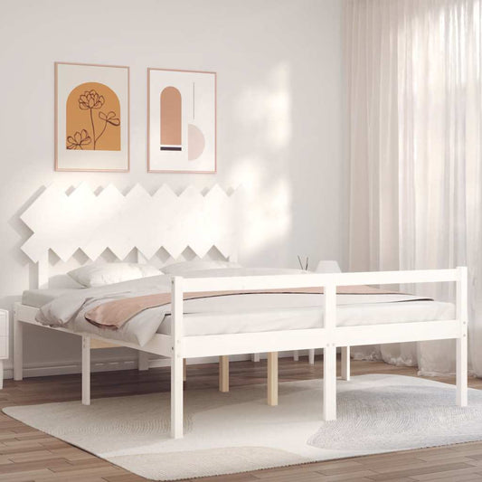 Senior Bed without Mattress Solid Wood Length 200 cm White 160 cm