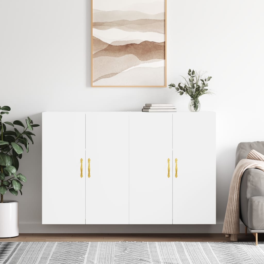 Wall Mounted Cabinets 2 pcs 69.5x34x90 cm Leaf Gold White