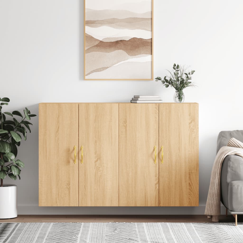 Wall Mounted Cabinets 2 pcs 69.5x34x90 cm Leaf Gold Sonoma oak