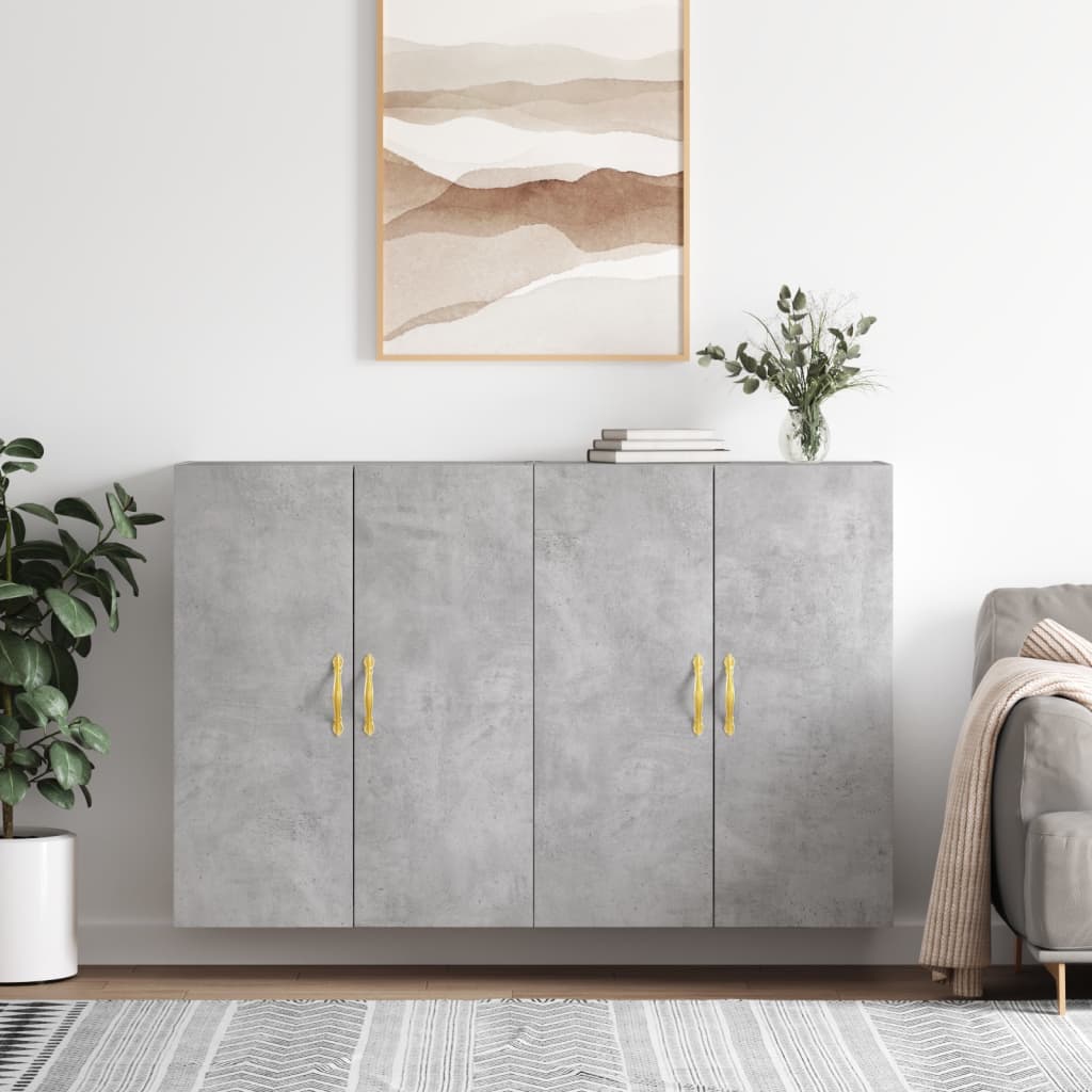 Wall Mounted Cabinets 2 pcs 69.5x34x90 cm Leaf Gold Concrete grey