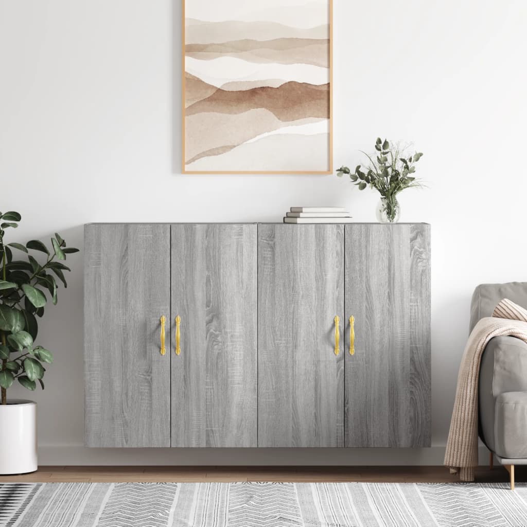 Wall Mounted Cabinets 2 pcs 69.5x34x90 cm Leaf Gold Grey sonoma