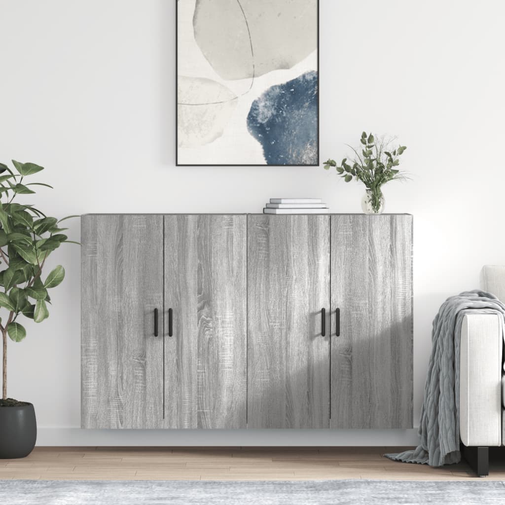 Wall Mounted Cabinets 2 pcs 69.5x34x90 cm Round Black Grey sonoma