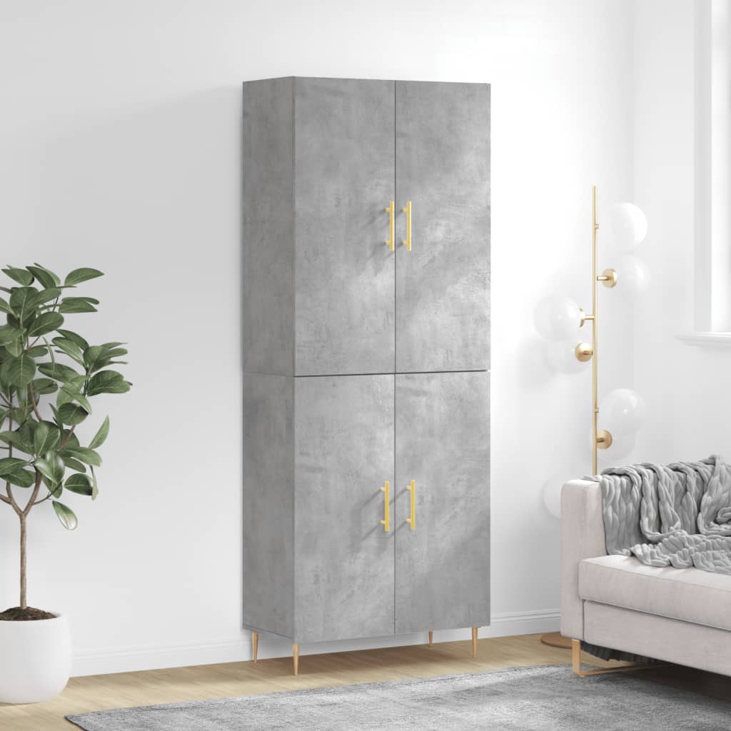 Highboard 69.5x34x180 cm Engineered Wood 2 Doors Concrete grey