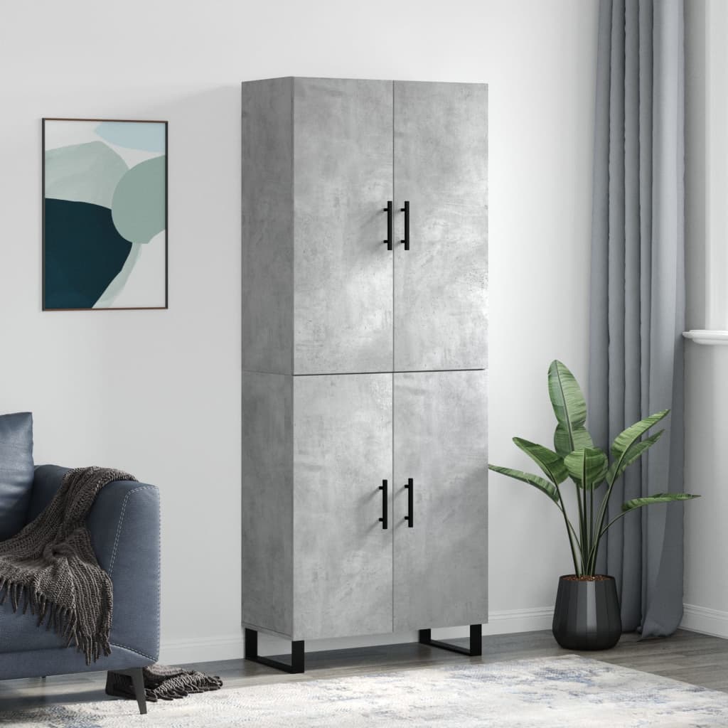 Highboard 69.5x34x180 cm Engineered Wood 2 Doors Concrete grey