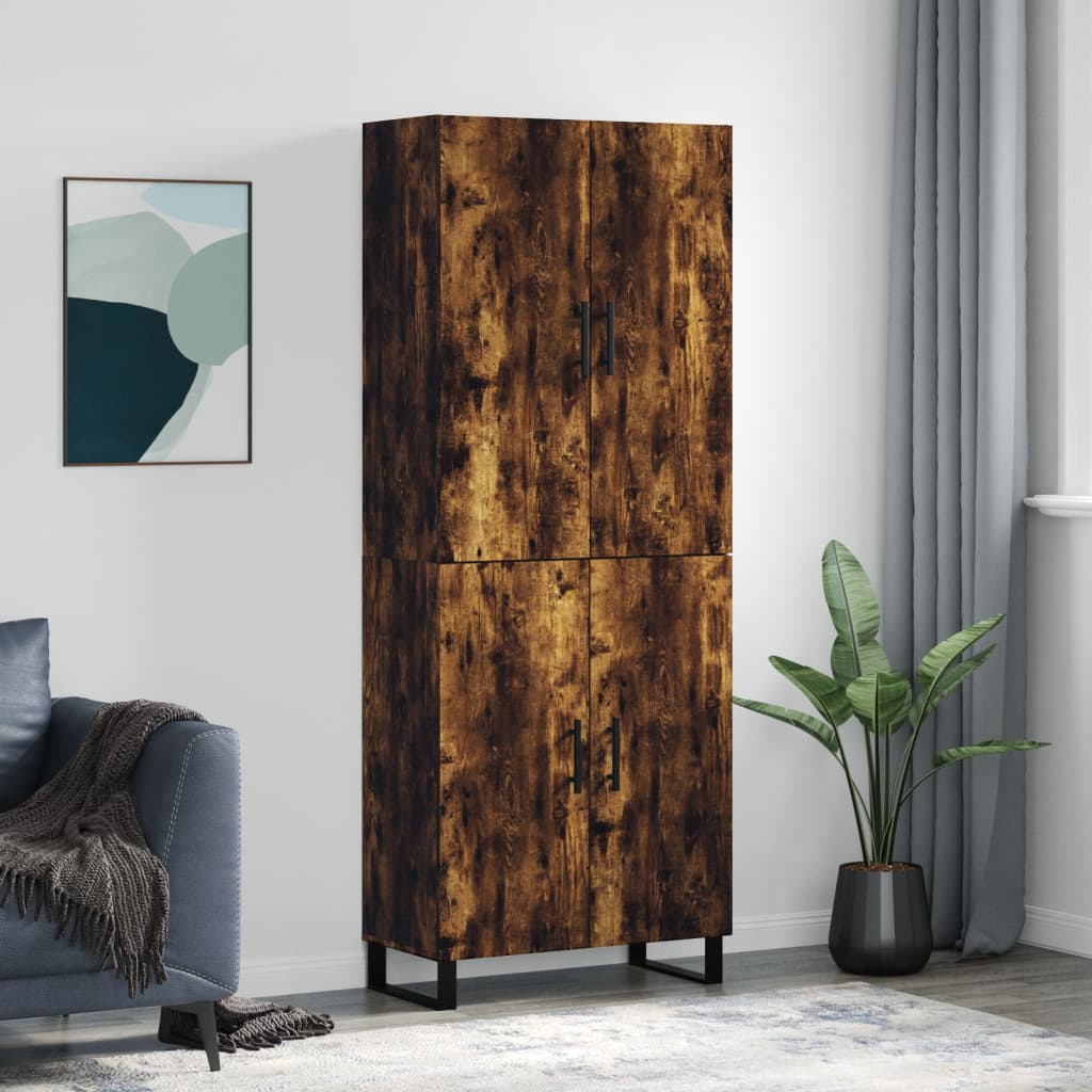 Highboard 69.5x34x180 cm Engineered Wood 2 Doors Smoked oak