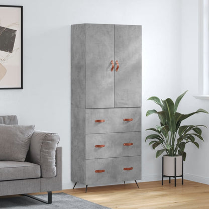Highboard 69.5x34x180 cm Engineered Wood 3 Drawers Concrete grey