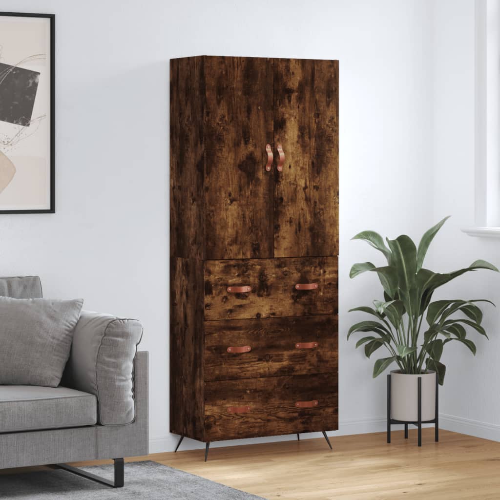Highboard 69.5x34x180 cm Engineered Wood 3 Drawers Smoked oak