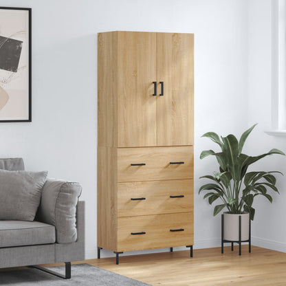Highboard 69.5x34x180 cm Engineered Wood 3 Drawers Sonoma oak