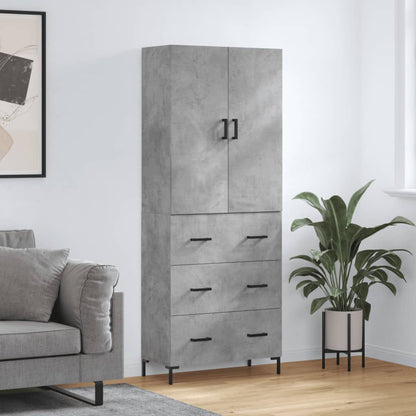 Highboard 69.5x34x180 cm Engineered Wood 3 Drawers Concrete grey