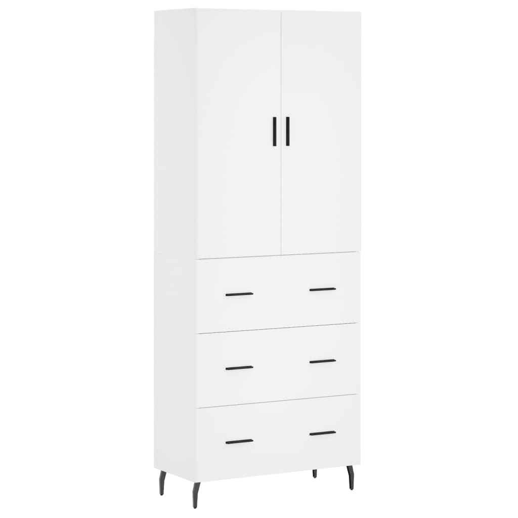 Highboard 69.5x34x180 cm Engineered Wood 3 Drawers White