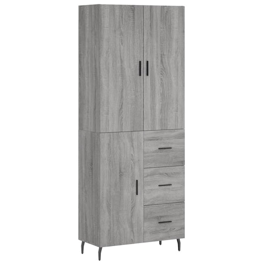 vidaXL Highboard Grey Sonoma 69.5x34x180 cm Engineered Wood 2