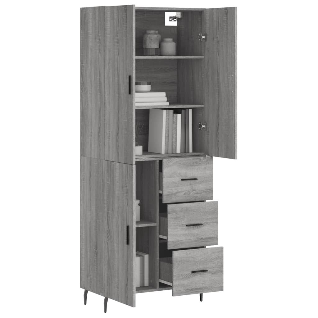 vidaXL Highboard Grey Sonoma 69.5x34x180 cm Engineered Wood 3