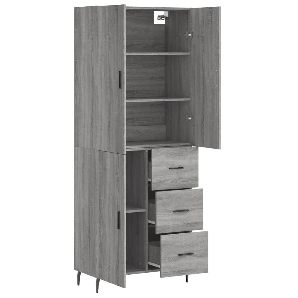 vidaXL Highboard Grey Sonoma 69.5x34x180 cm Engineered Wood 4