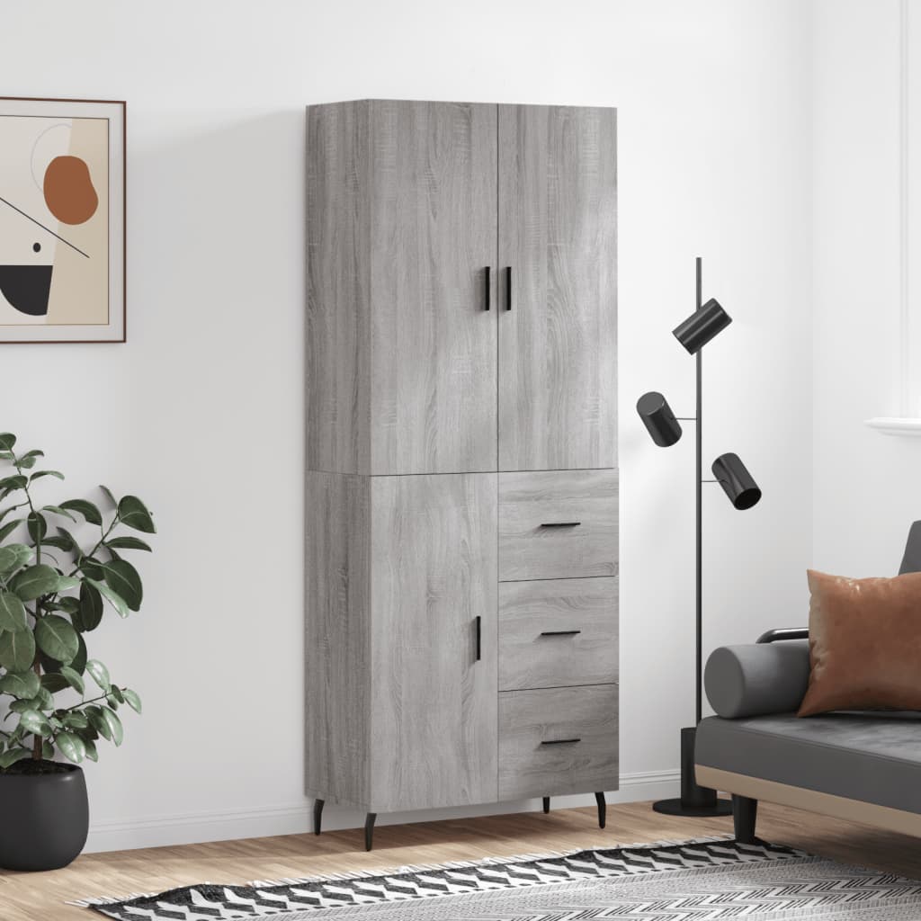 vidaXL Highboard Grey Sonoma 69.5x34x180 cm Engineered Wood 1