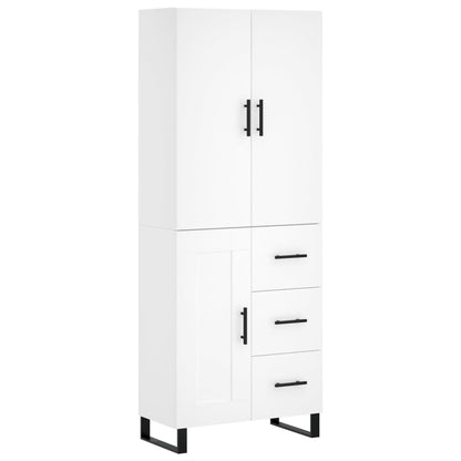 Highboard 69.5x34x180 cm Engineered Wood 1 Wood Door 3 Drawers White