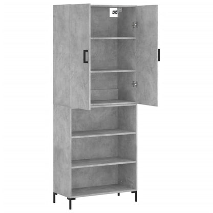 Highboard 69.5x34x180 cm Engineered Wood 3 Shelves Concrete grey