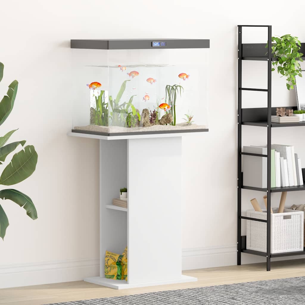 Aquarium Stand 60,5x36x72,5 cm Engineered Wood White 60.5 cm